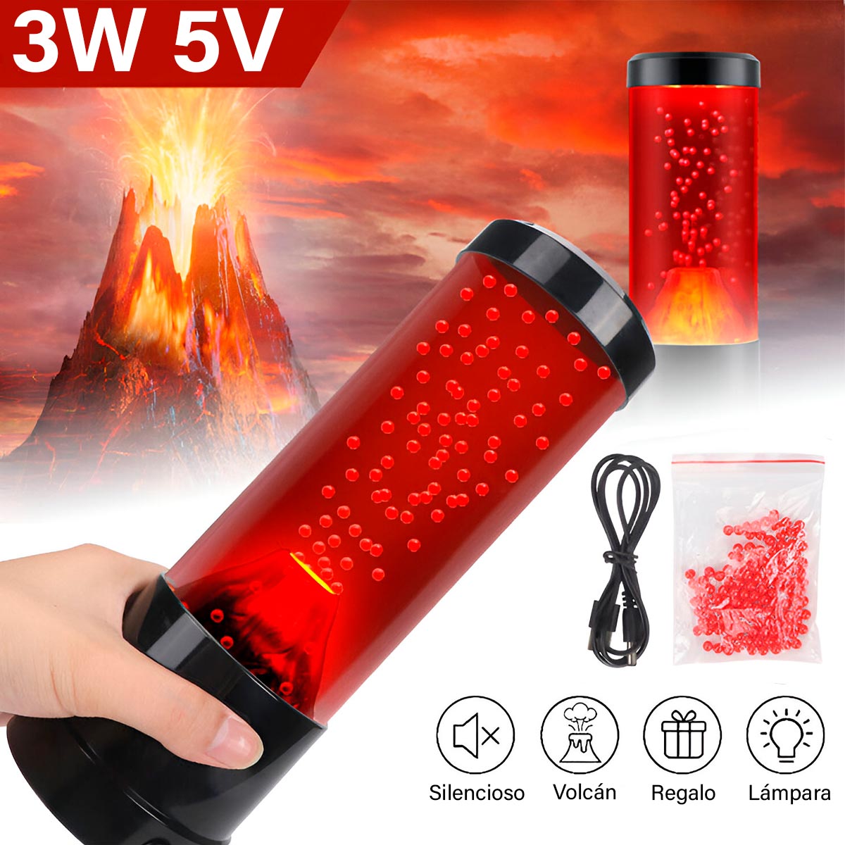 Lampara de Volcan LED Multicolor 7262-4